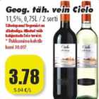 Geog. täh. vein Cielo 11,5%,0,75 L/ 2 sorti