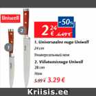 Allahindlus - 1.Universalne cnuga Uniwell 24 cm - 2,24; 2.Viilutamisnuga Uniwell 28 cm - 3,29