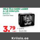 HELE ÕLU HARD LAGER 
A. LE COQ 5,3% 
6x0,5 L