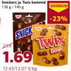 Магазин:Comarket,Скидка:Конфеты Snickers и Twix