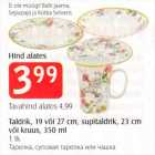 Taldrik, 19 või 27 cm, supitaldrik, 23 cm või kruus, 350 ml, 1 tk