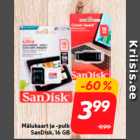 Mälukaart ja -pulk
SanDisk, 16 GB