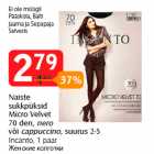 Naiste
sukkpüksid
Micro Velvet
70 den, nero
või cappuccino, suurus 2-5