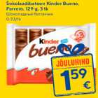 Allahindlus - Šokolaadibatoon Kinder Bueno,
Ferrero, 129 g, 3 tk
