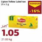 Магазин:Comarket,Скидка:Чай Lipton Yellow Label, 25 х 2 г