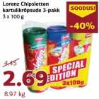 Магазин:Comarket,Скидка:Картофельные
чипсы Lorenz Chipsletten 3-пачки
3 х 100 г