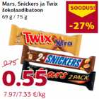 Mars, Snickers ja Twix
šokolaadibatoon