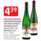 Allahindlus - Saksamaa kaitstud päritolunimetusega vein Baron Rosen Medium Sweet Mosel 10%* või Riesling 9,5%