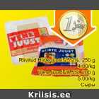 Riivitud Hiirte juust 25,2%, 250 g; Vene juust 28,5%, 200 g 