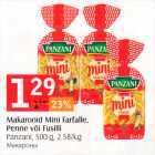 Allahindlus - Makaronid Mini Farfalle, Penne või Fusilli