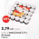 Bolsius teeküünlad 3,5 h,50 tk/pk