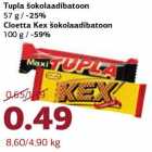Магазин:Comarket,Скидка:Шоколадный батончик Tupla, Шоколадный батончик Cloetta Kex